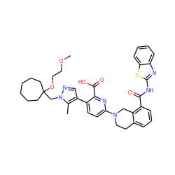 COCCOC1(Cn2ncc(-c3ccc(N4CCc5cccc(C(=O)Nc6nc7ccccc7s6)c5C4)nc3C(=O)O)c2C)CCCCCC1 ZINC000223829996