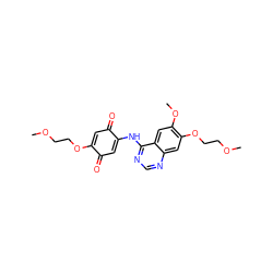 COCCOC1=CC(=O)C(Nc2ncnc3cc(OCCOC)c(OC)cc23)=CC1=O ZINC000036338784