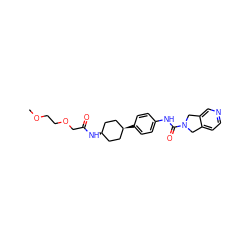 COCCOCC(=O)N[C@H]1CC[C@@H](c2ccc(NC(=O)N3Cc4ccncc4C3)cc2)CC1 ZINC000167022354