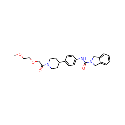 COCCOCC(=O)N1CCC(c2ccc(NC(=O)N3Cc4ccccc4C3)cc2)CC1 ZINC000167268731