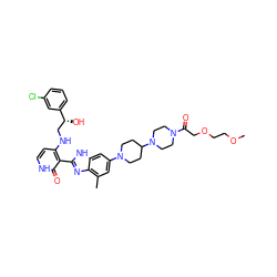 COCCOCC(=O)N1CCN(C2CCN(c3cc(C)c4nc(-c5c(NC[C@@H](O)c6cccc(Cl)c6)cc[nH]c5=O)[nH]c4c3)CC2)CC1 ZINC000049889196