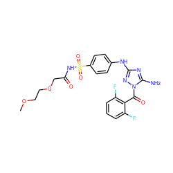 COCCOCC(=O)NS(=O)(=O)c1ccc(Nc2nc(N)n(C(=O)c3c(F)cccc3F)n2)cc1 ZINC000035821995