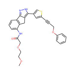 COCCOCC(=O)Nc1cccc2c1Cc1c-2n[nH]c1-c1csc(C#CCOc2ccccc2)c1 ZINC000028896797