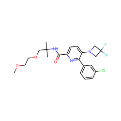 COCCOCC(C)(C)NC(=O)c1ccc(N2CC(F)(F)C2)c(-c2cccc(Cl)c2)n1 ZINC000207733809