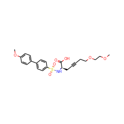 COCCOCCC#CC[C@@H](NS(=O)(=O)c1ccc(-c2ccc(OC)cc2)cc1)C(=O)O ZINC000026580331