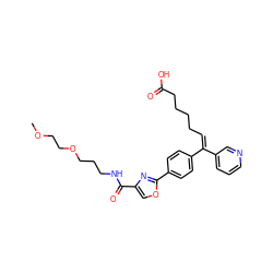 COCCOCCCNC(=O)c1coc(-c2ccc(/C(=C\CCCCC(=O)O)c3cccnc3)cc2)n1 ZINC000027623503