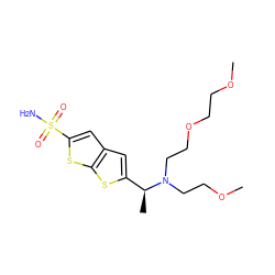 COCCOCCN(CCOC)[C@@H](C)c1cc2cc(S(N)(=O)=O)sc2s1 ZINC000013822174