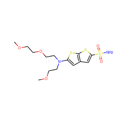 COCCOCCN(CCOC)c1cc2cc(S(N)(=O)=O)sc2s1 ZINC000013475418