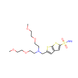 COCCOCCN(CCOCCOC)Cc1cc2cc(S(N)(=O)=O)sc2s1 ZINC000013822168