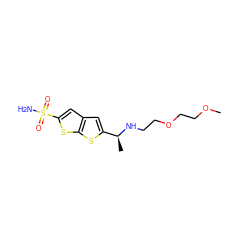 COCCOCCN[C@@H](C)c1cc2cc(S(N)(=O)=O)sc2s1 ZINC000013822170