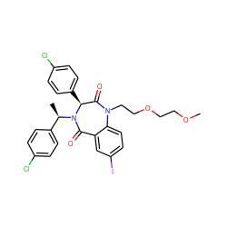 COCCOCCN1C(=O)[C@H](c2ccc(Cl)cc2)N([C@H](C)c2ccc(Cl)cc2)C(=O)c2cc(I)ccc21 ZINC000038377659