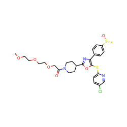 COCCOCCOCC(=O)N1CCC(c2nc(-c3ccc([S@@+](C)[O-])cc3)c(Sc3ccc(Cl)cn3)o2)CC1 ZINC000147387409