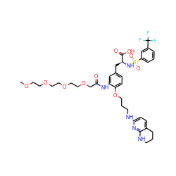 COCCOCCOCCOCC(=O)Nc1cc(C[C@H](NS(=O)(=O)c2cccc(C(F)(F)F)c2)C(=O)O)ccc1OCCCNc1ccc2c(n1)NCCC2 ZINC000095536853