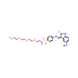 COCCOCCOCCOCCN(C)S(=O)(=O)c1ccc(N/C=C2\C(=O)Nc3ccc4ncsc4c32)cc1 ZINC000014945910