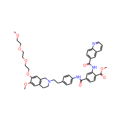 COCCOCCOCCOc1cc2c(cc1OC)CCN(CCc1ccc(NC(=O)c3ccc(C(=O)OC)c(NC(=O)c4ccc5ncccc5c4)c3)cc1)C2 ZINC000095548750