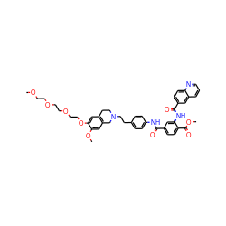 COCCOCCOCCOc1cc2c(cc1OC)CN(CCc1ccc(NC(=O)c3ccc(C(=O)OC)c(NC(=O)c4ccc5ncccc5c4)c3)cc1)CC2 ZINC000095548702