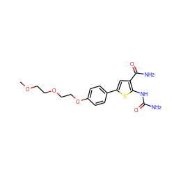 COCCOCCOc1ccc(-c2cc(C(N)=O)c(NC(N)=O)s2)cc1 ZINC000034291003