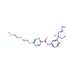 COCCOCCOc1cnc(C(=O)Nc2ccc(F)c([C@]3(C)CCSC(N)=N3)c2)cn1 ZINC000146774583