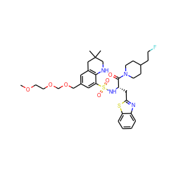 COCCOCOCc1cc2c(c(S(=O)(=O)N[C@@H](Cc3nc4ccccc4s3)C(=O)N3CCC(CCF)CC3)c1)NCC(C)(C)C2 ZINC000029325368