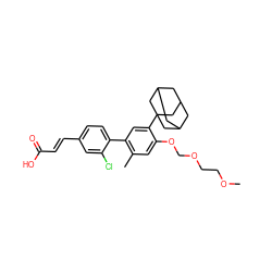 COCCOCOc1cc(C)c(-c2ccc(/C=C/C(=O)O)cc2Cl)cc1C12CC3CC(CC(C3)C1)C2 ZINC000043059283