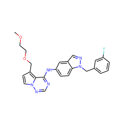 COCCOCc1ccn2ncnc(Nc3ccc4c(cnn4Cc4cccc(F)c4)c3)c12 ZINC000028901023