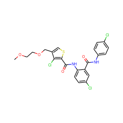 COCCOCc1csc(C(=O)Nc2ccc(Cl)cc2C(=O)Nc2ccc(Cl)cc2)c1Cl ZINC000014963800