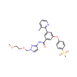 COCCOCn1ccc(NC(=O)c2cc(Oc3ccc(S(C)(=O)=O)cc3)cc(-c3ncccc3C)c2)n1 ZINC000169306767