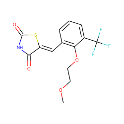 COCCOc1c(/C=C2\SC(=O)NC2=O)cccc1C(F)(F)F ZINC000040828907