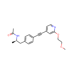 COCCOc1cc(C#Cc2ccc(C[C@@H](C)NC(C)=O)cc2)ccn1 ZINC000169706465