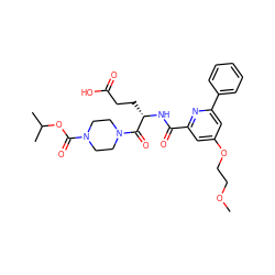 COCCOc1cc(C(=O)N[C@@H](CCC(=O)O)C(=O)N2CCN(C(=O)OC(C)C)CC2)nc(-c2ccccc2)c1 ZINC000043020011