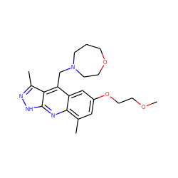 COCCOc1cc(C)c2nc3[nH]nc(C)c3c(CN3CCCOCC3)c2c1 ZINC000073164334