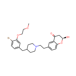 COCCOc1cc(CC2CCN(CCc3ccc4c(c3)C(=O)C[C@@H](O)O4)CC2)ccc1Br ZINC000169703927