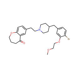 COCCOc1cc(CC2CCN(CCc3ccc4c(c3)C(=O)CCCO4)CC2)ccc1Br ZINC000115923369