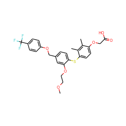 COCCOc1cc(COc2ccc(C(F)(F)F)cc2)ccc1Sc1ccc(OCC(=O)O)c(C)c1C ZINC000049881851