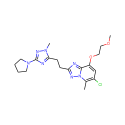 COCCOc1cc(Cl)c(C)n2nc(CCc3nc(N4CCCC4)nn3C)nc12 ZINC000218422855