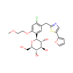 COCCOc1cc(Cl)c(Cc2ncc(-c3ccco3)s2)cc1[C@@H]1O[C@H](CO)[C@@H](O)[C@H](O)[C@H]1O ZINC000071294185