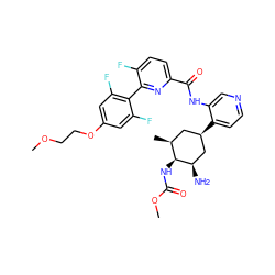 COCCOc1cc(F)c(-c2nc(C(=O)Nc3cnccc3[C@@H]3C[C@H](C)[C@H](NC(=O)OC)[C@H](N)C3)ccc2F)c(F)c1 ZINC000261160597