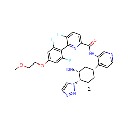 COCCOc1cc(F)c(-c2nc(C(=O)Nc3cnccc3[C@@H]3C[C@H](C)[C@H](n4ccnn4)[C@H](N)C3)ccc2F)c(F)c1 ZINC000261184468