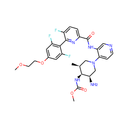 COCCOc1cc(F)c(-c2nc(C(=O)Nc3cnccc3N3C[C@H](C)[C@H](NC(=O)OC)[C@H](N)C3)ccc2F)c(F)c1 ZINC000261122875