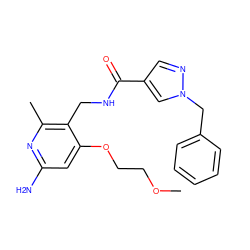 COCCOc1cc(N)nc(C)c1CNC(=O)c1cnn(Cc2ccccc2)c1 ZINC000114078066