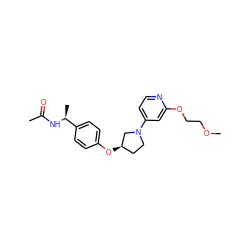 COCCOc1cc(N2CC[C@@H](Oc3ccc([C@H](C)NC(C)=O)cc3)C2)ccn1 ZINC000169709781