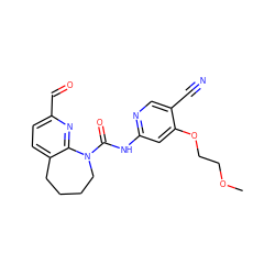 COCCOc1cc(NC(=O)N2CCCCc3ccc(C=O)nc32)ncc1C#N ZINC001772630498