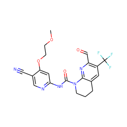 COCCOc1cc(NC(=O)N2CCCc3cc(C(F)(F)F)c(C=O)nc32)ncc1C#N ZINC001772630008