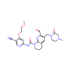 COCCOc1cc(NC(=O)N2CCCc3cc(CN4CCN(C)CC4=O)c(C=O)nc32)ncc1C#N ZINC001772573461