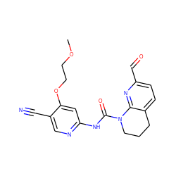 COCCOc1cc(NC(=O)N2CCCc3ccc(C=O)nc32)ncc1C#N ZINC001772614994