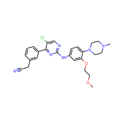 COCCOc1cc(Nc2ncc(Cl)c(-c3cccc(CC#N)c3)n2)ccc1N1CCN(C)CC1 ZINC000096272934