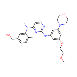 COCCOc1cc(Nc2nccc(N(C)c3cc(CO)ccc3C)n2)cc(N2CCOCC2)c1 ZINC000071329927