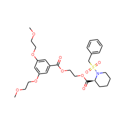 COCCOc1cc(OCCOC)cc(C(=O)OCCOC(=O)[C@@H]2CCCCN2S(=O)(=O)Cc2ccccc2)c1 ZINC001772624463