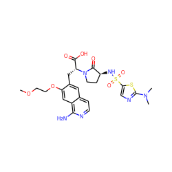 COCCOc1cc2c(N)nccc2cc1C[C@H](C(=O)O)N1CC[C@H](NS(=O)(=O)c2cnc(N(C)C)s2)C1=O ZINC000142534046