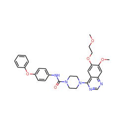 COCCOc1cc2c(N3CCN(C(=O)Nc4ccc(Oc5ccccc5)cc4)CC3)ncnc2cc1OC ZINC000013528697